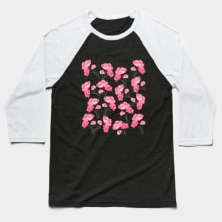 Pink Watercolor Floral Pattern Baseball T-Shirt